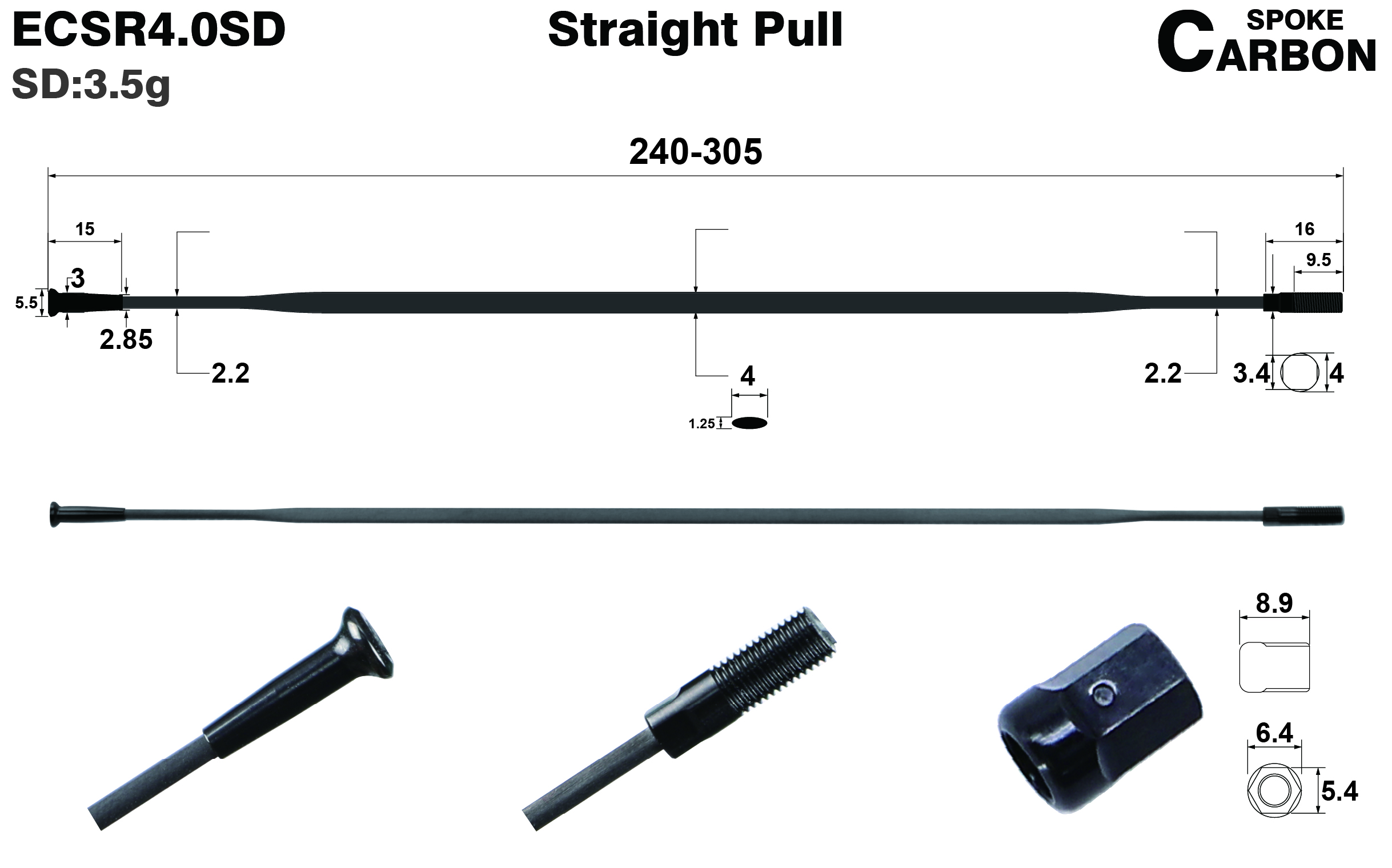 ECSR4.0SD-straight-pull-carbon-spoke-round-head-rims-and-wheels-profile-drawing - 副本
